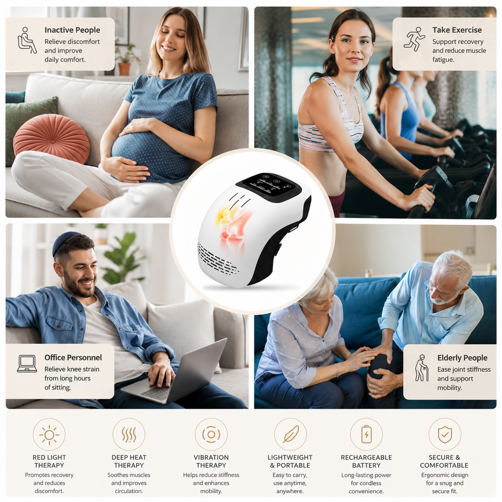 Intelligent Home Use Electric Intelligent Kneading Heating Knee Massager Rechargeable Pain Relief Infrared Laser Vibration Knee Massager