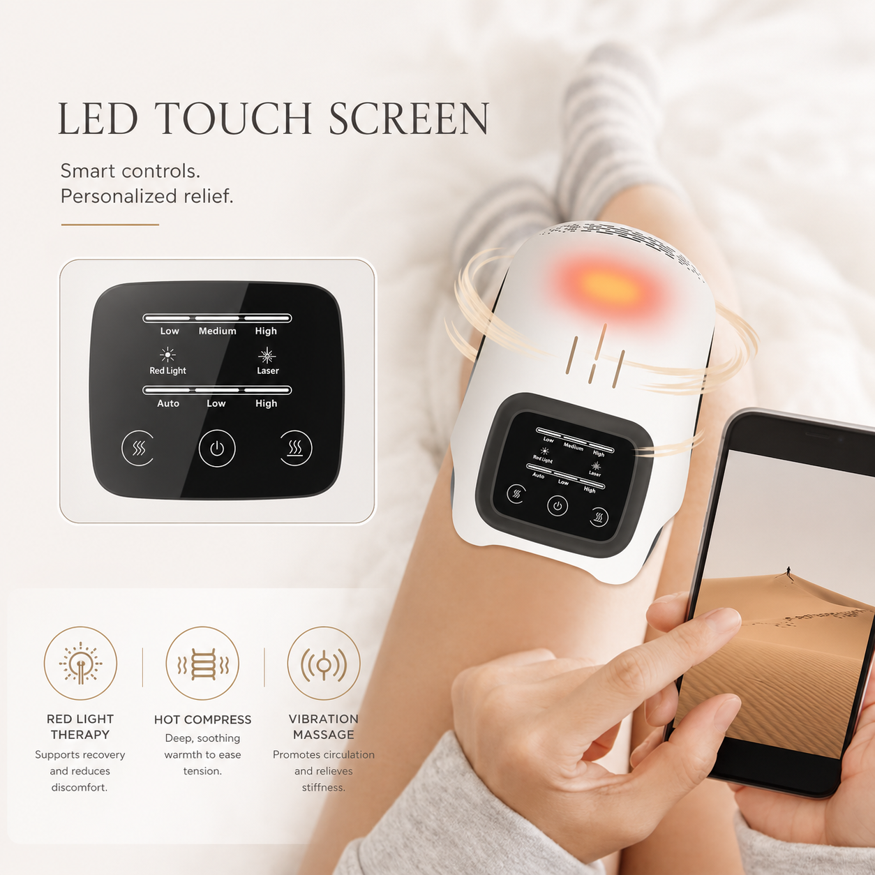 Intelligent Home Use Electric Intelligent Kneading Heating Knee Massager Rechargeable Pain Relief Infrared Laser Vibration Knee Massager