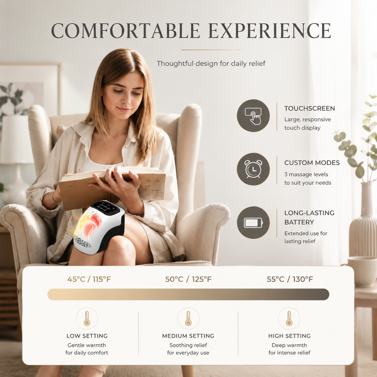 Intelligent Home Use Electric Intelligent Kneading Heating Knee Massager Rechargeable Pain Relief Infrared Laser Vibration Knee Massager