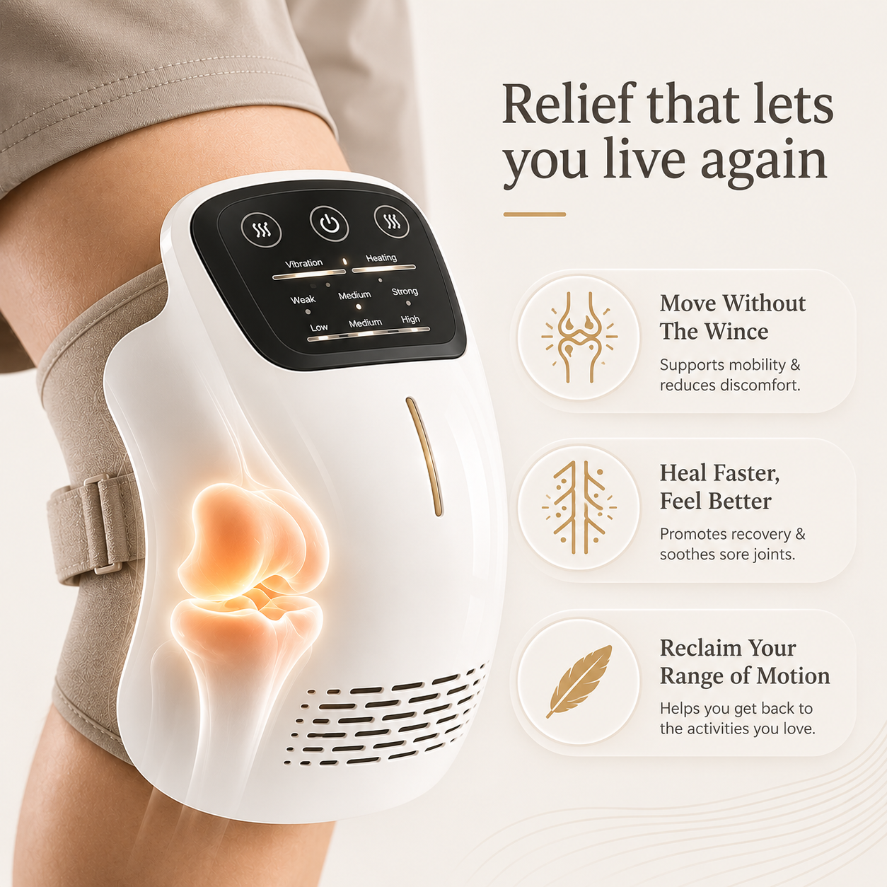 Intelligent Home Use Electric Intelligent Kneading Heating Knee Massager Rechargeable Pain Relief Infrared Laser Vibration Knee Massager
